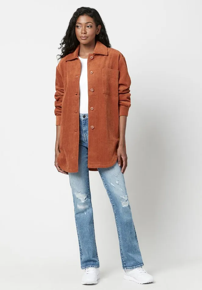 Women Oversize Corduroy Marlene Shacket Spice Brown Buffalo David Bitton Jackets