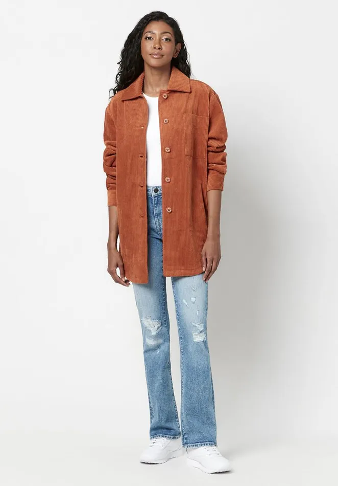Women Oversize Corduroy Marlene Shacket Spice Brown Buffalo David Bitton Jackets
