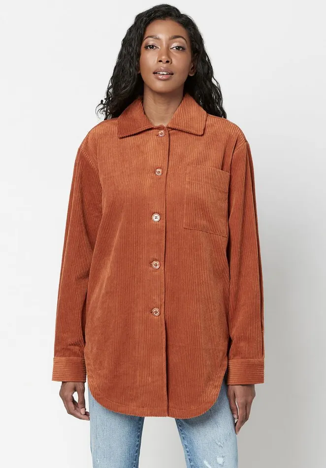 Women Oversize Corduroy Marlene Shacket Spice Brown Buffalo David Bitton Jackets