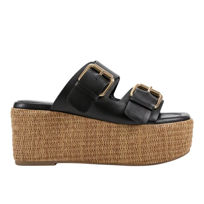 Women Palery Platform Buckle Slide Sandal Black Leather Marc Fisher Mules and Slides Women Palery Platform Buckle Slide Sandal Black Leather Marc Fisher Mules and Slides