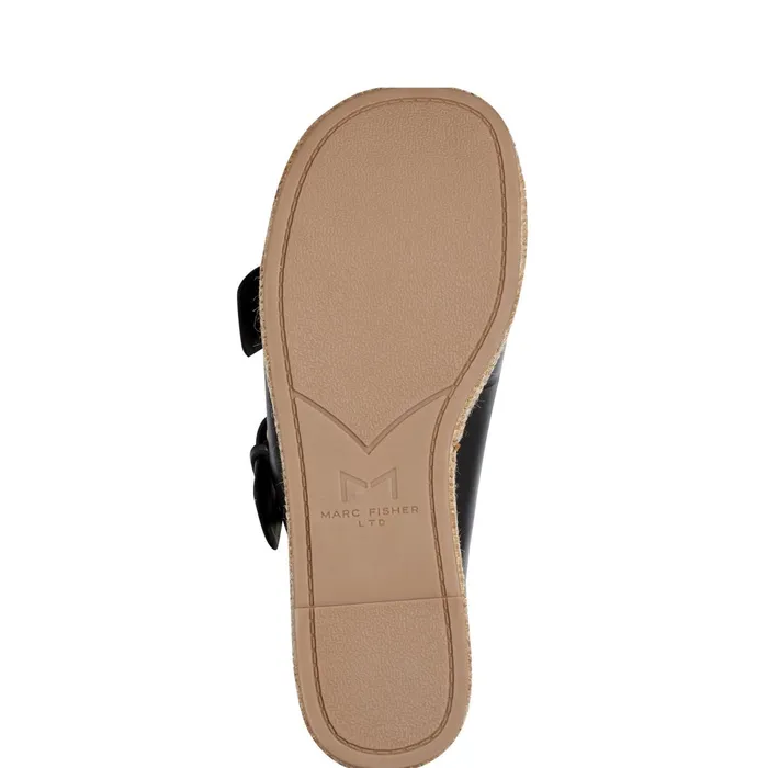 Women Palery Platform Buckle Slide Sandal Black Leather Marc Fisher Mules and Slides