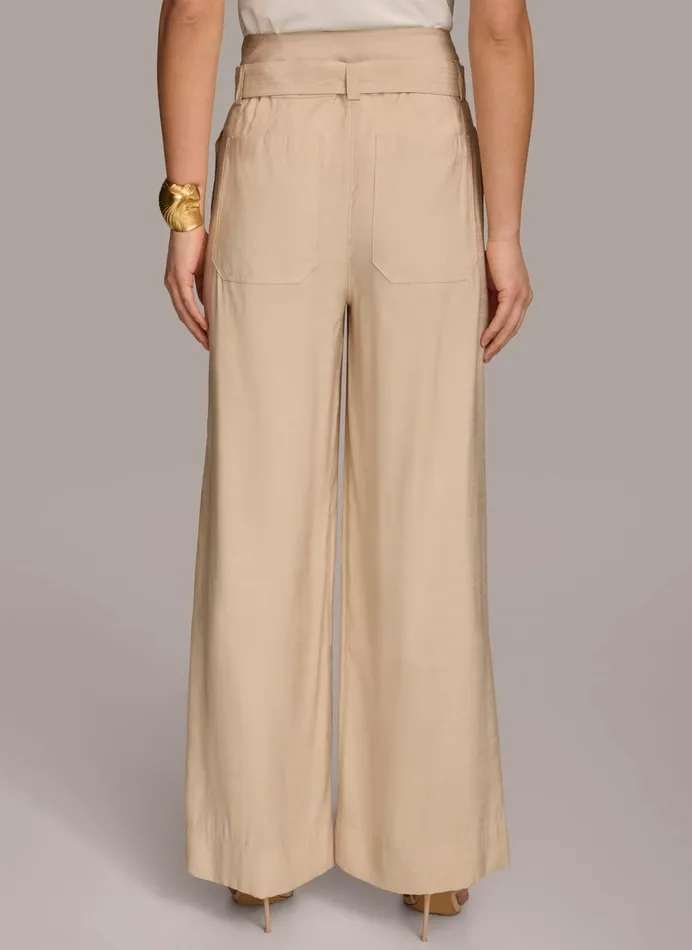 Women Pants Donna Karan HIGH WAIST WIDE LEG Sand