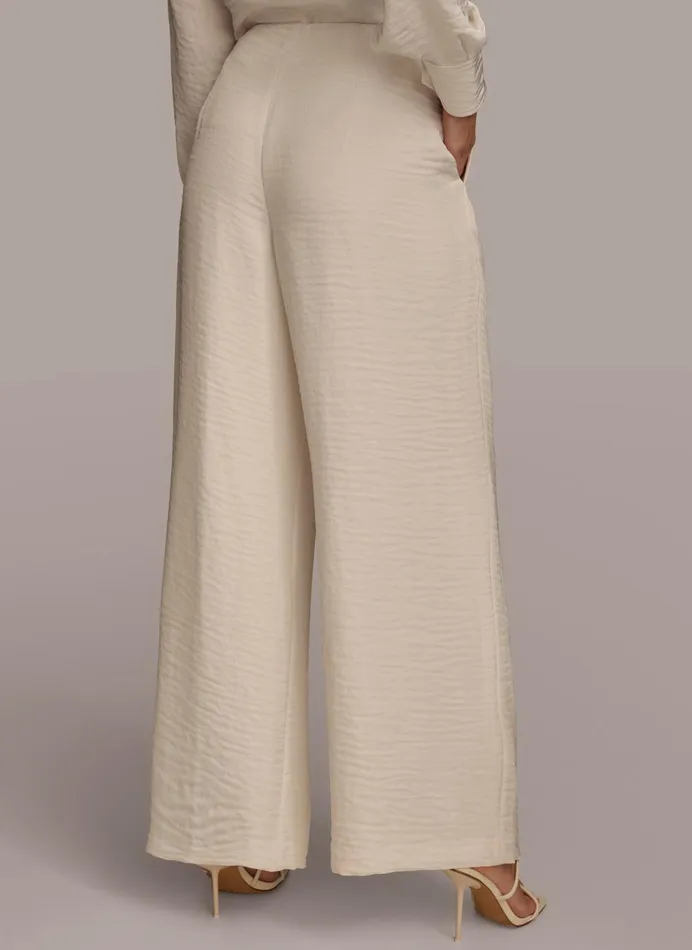 Women Pants Donna Karan PLEATED WIDE LEG PANT Cream