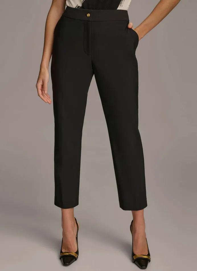 Women Pants Donna Karan SLIM LEG ANKLE LENGTH PANT Black
