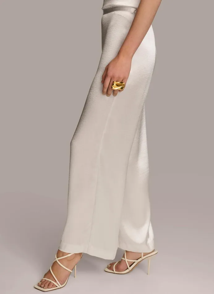 Women Pants Donna Karan WIDE LEG FLAT FRONT Cream