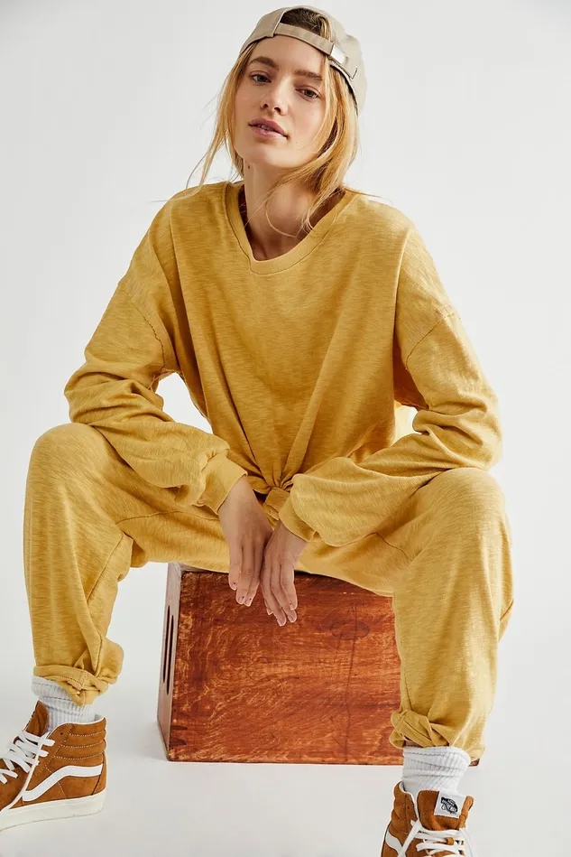 Women Pants Free People Culver City Set Gold Finch