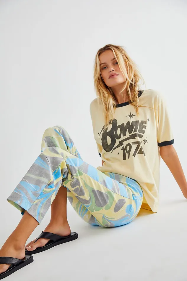 Women Pants Free People Lefty High Rise Flare Pants Lime Multi