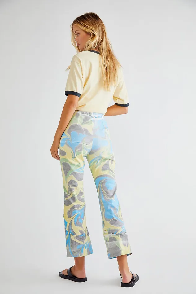 Women Pants Free People Lefty High Rise Flare Pants Lime Multi