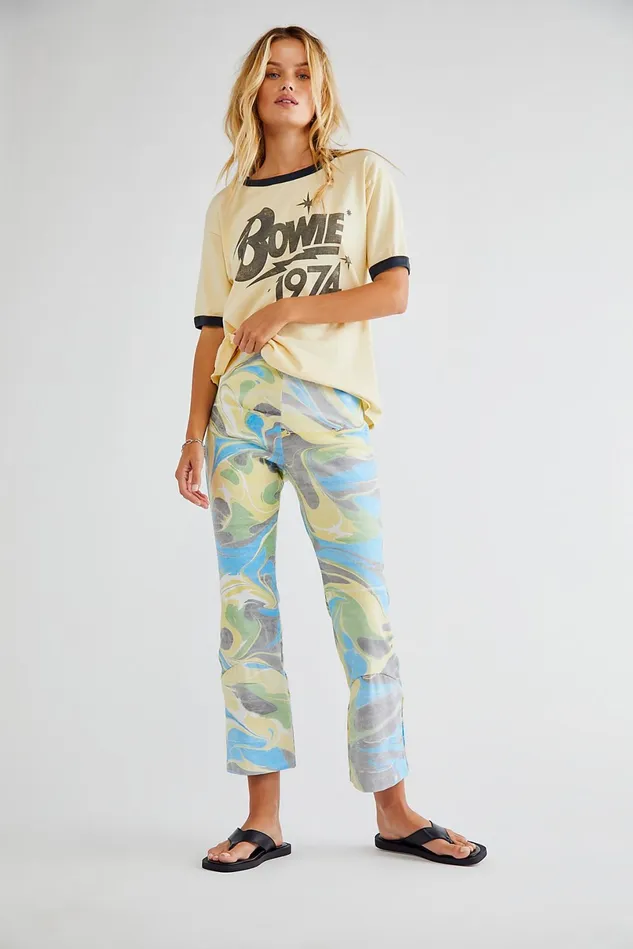 Women Pants Free People Lefty High Rise Flare Pants Lime Multi