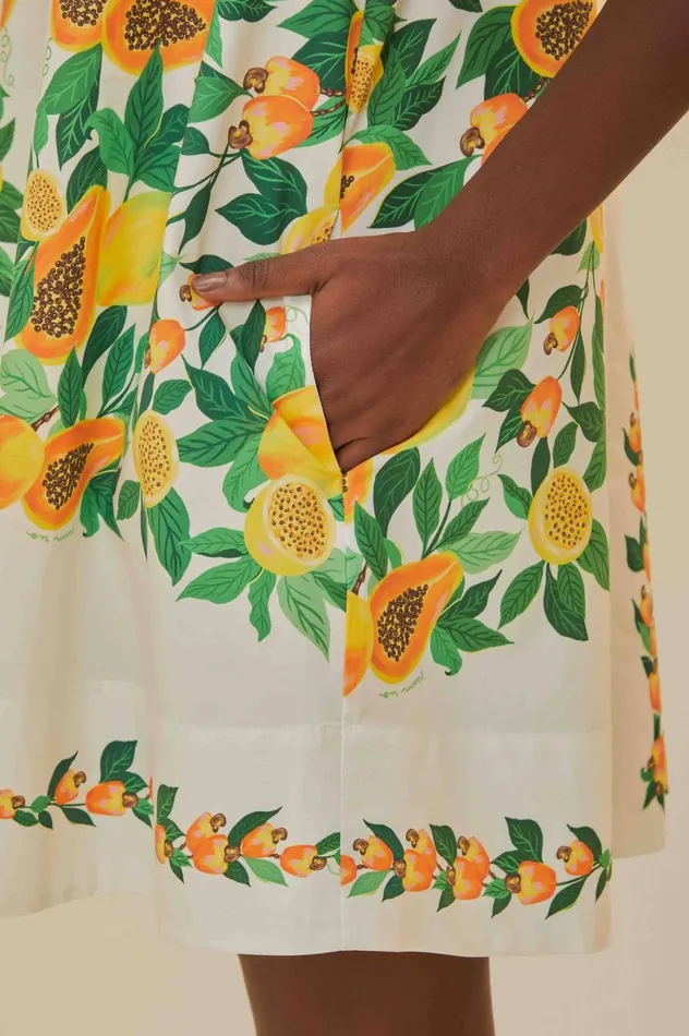 Women Papaya Salad Scarf Mini Dress Papaya Salad Scarf Offwhite FARM Rio Mini Dresses