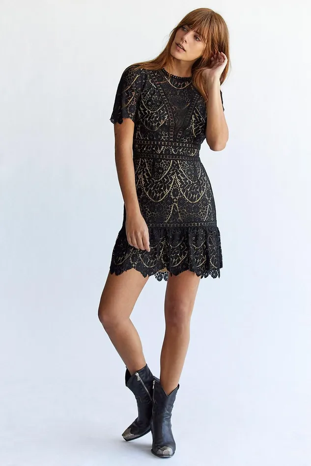 Women Party Dresses Free People Darian Lace Mini Dress Black