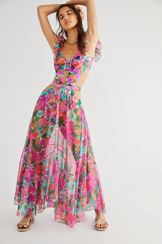 Women Party Dresses Free People Gabi Cut Out Beach Dress Magenta