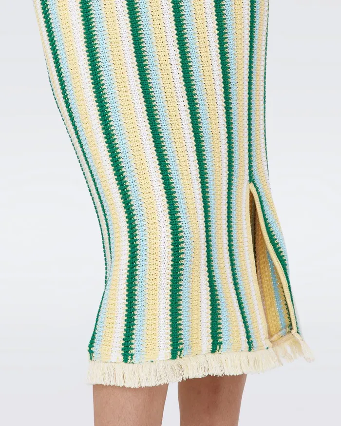 Women Paulina Crochet Skirt Summer Stripe Yellow DVF Skirts