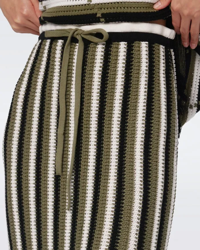 Women Paulina Skirt Summer Stripe Olive Green DVF Skirts