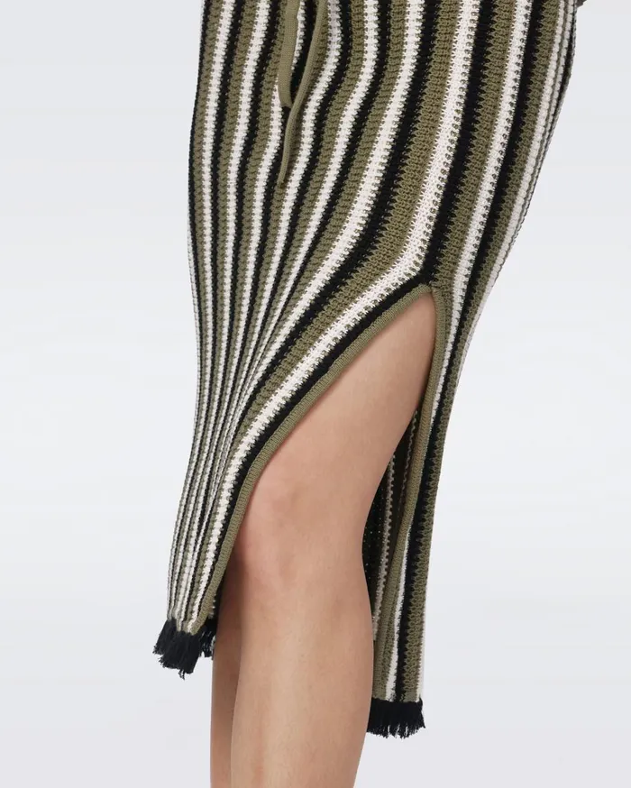 Women Paulina Skirt Summer Stripe Olive Green DVF Skirts