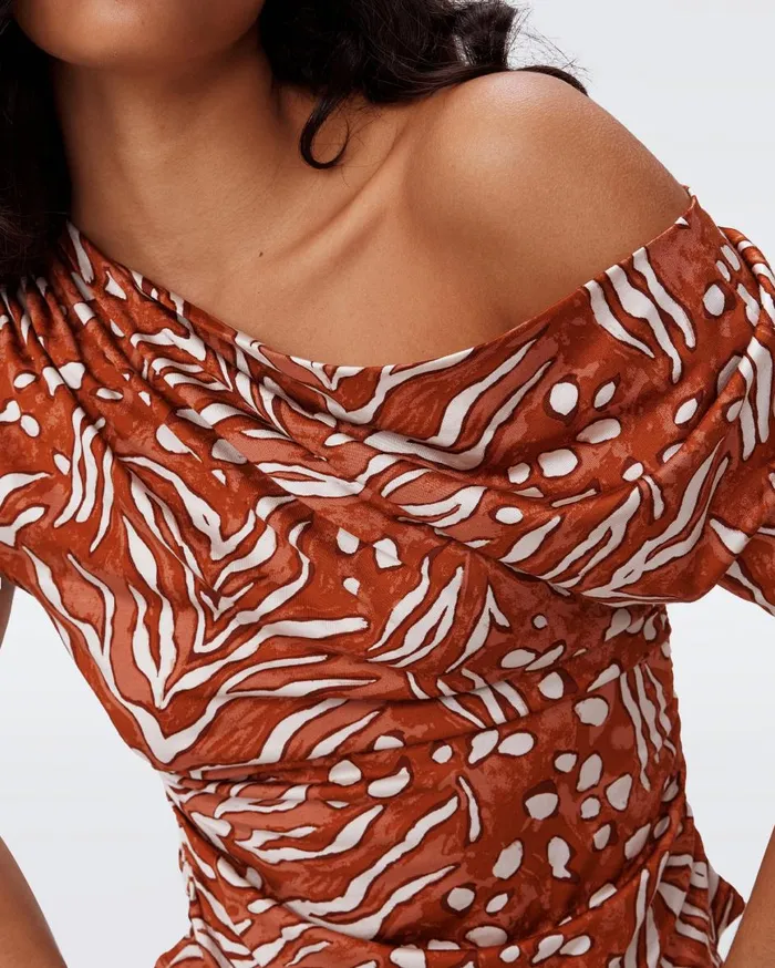 Women Percy Top Huge Water Tiger Caramel DVF Tops