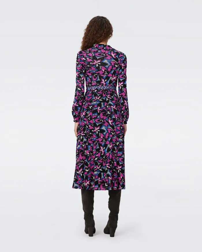 Women Phoenix Reversible Mesh Wrap Dress Fishnet Floral And Stadium Geo Purple DVF Dresses