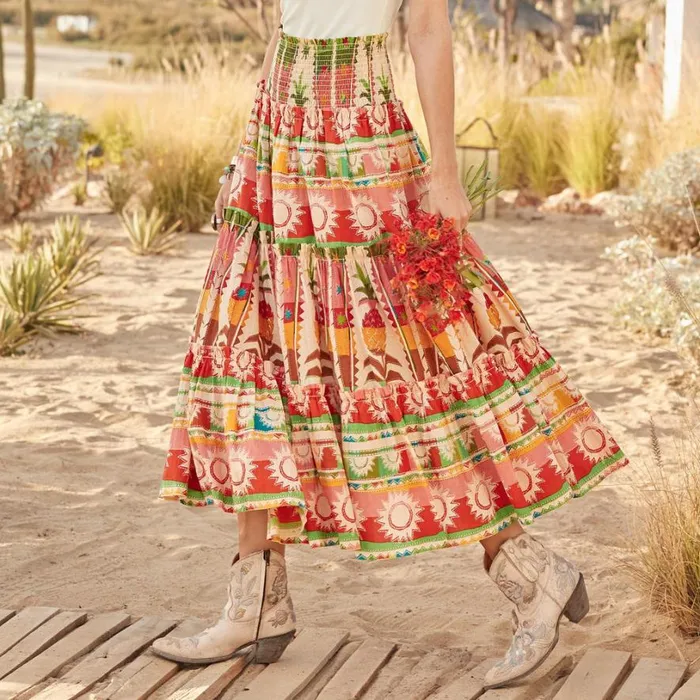Women Pineapple Pier Skirt Fiesta Sundance Catalog Skirts