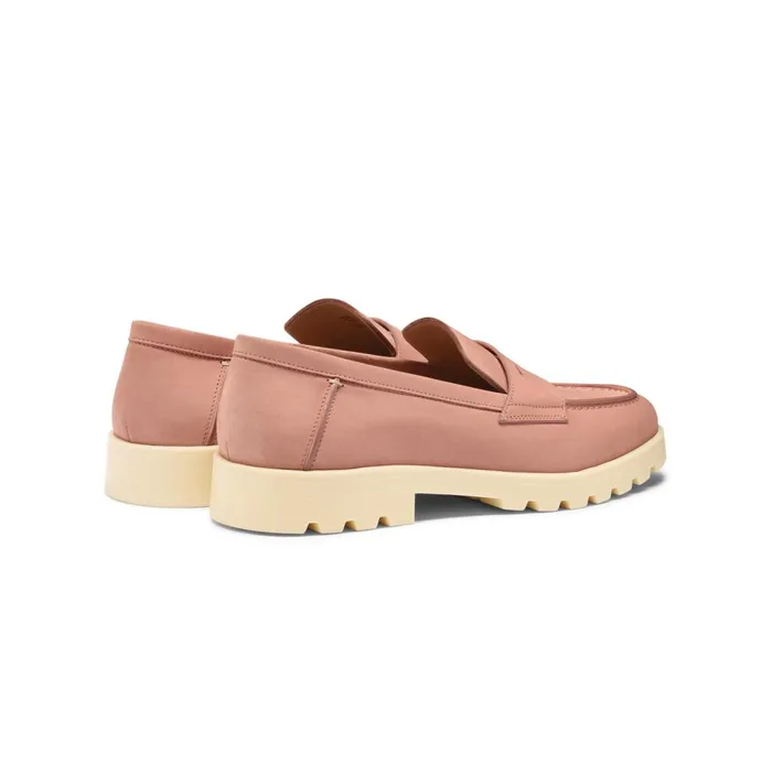 Women Pink Nubuck Penny Loafer Santoni Loafers