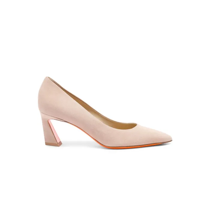 Women Pink Suede MidHeel Pump Santoni Pumps and Heels