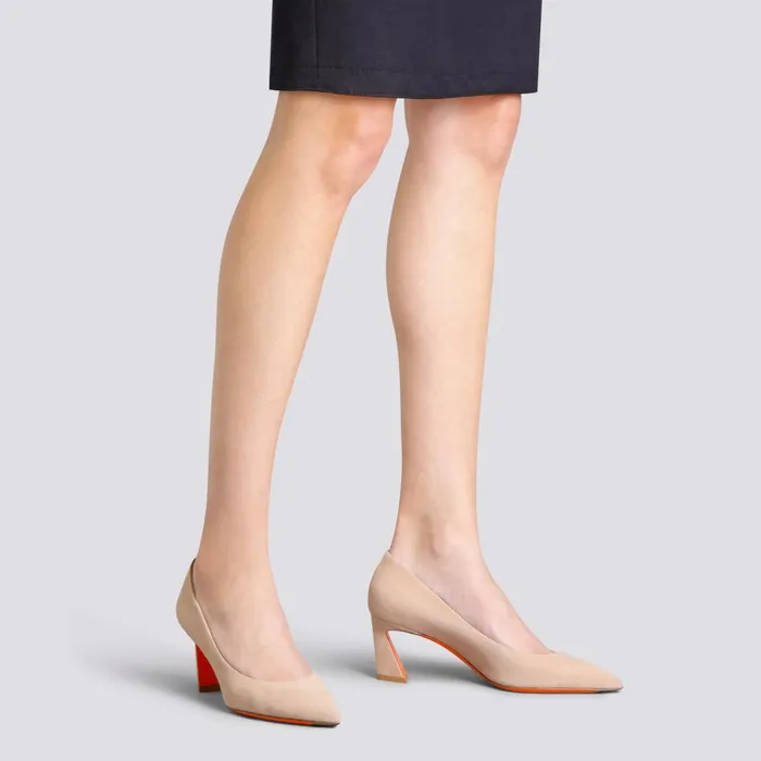 Women Pink Suede MidHeel Pump Santoni Pumps and Heels