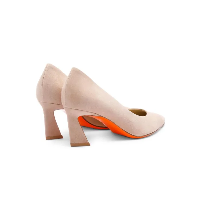 Women Pink Suede MidHeel Pump Santoni Pumps and Heels