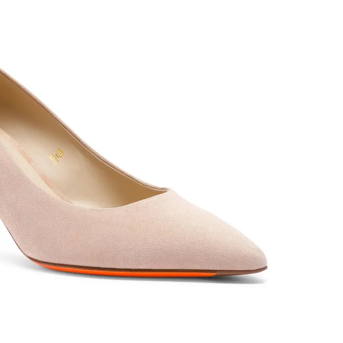 Women Pink Suede MidHeel Pump Santoni Pumps and Heels