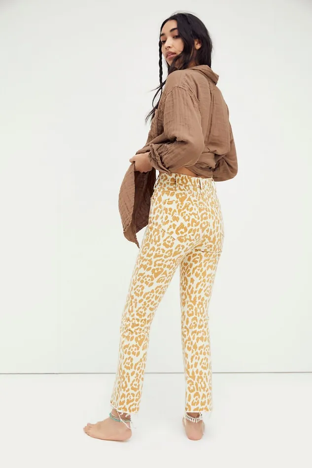 Women Printed Jeans Free People MOTHER The Hustler Ankle Fray Jeans Prowl