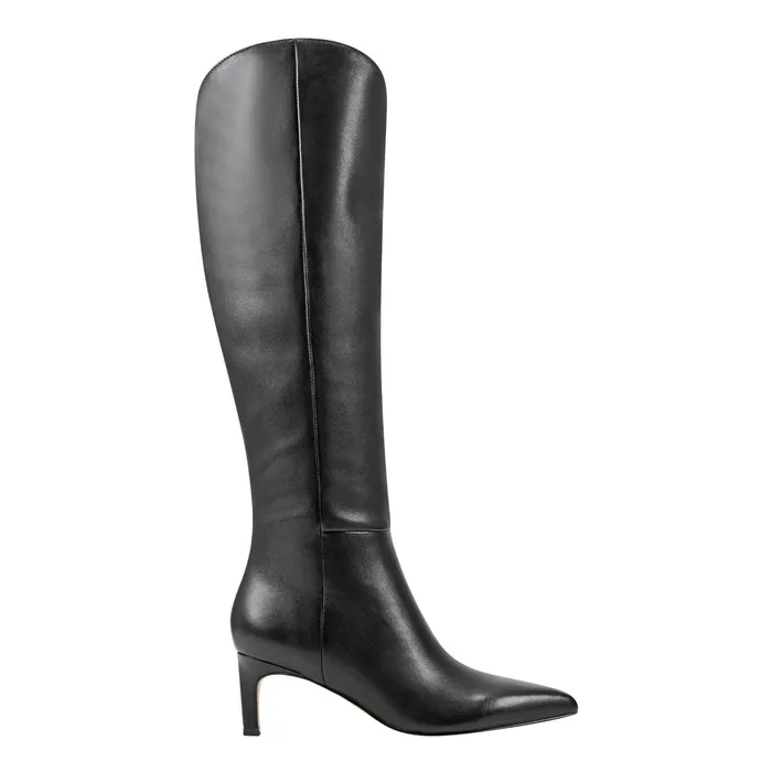 Women Quinnie Dress Boot Black Leather Marc Fisher Boots and Booties