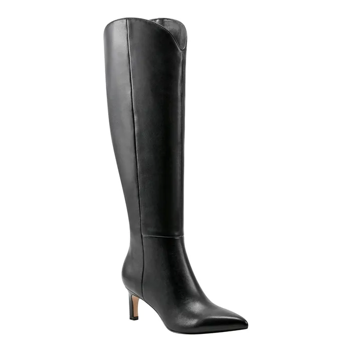 Women Quinnie Dress Boot Black Leather Marc Fisher Boots and Booties