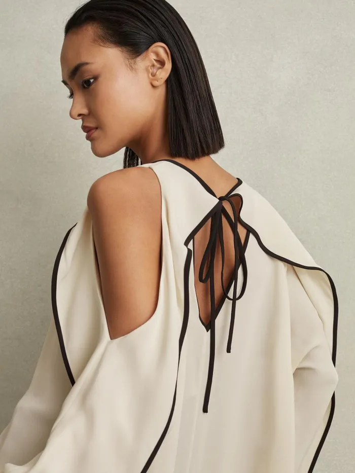 Women Reiss Blouses and Shirts Daria Ruffle Detail Cut Out Blouse White