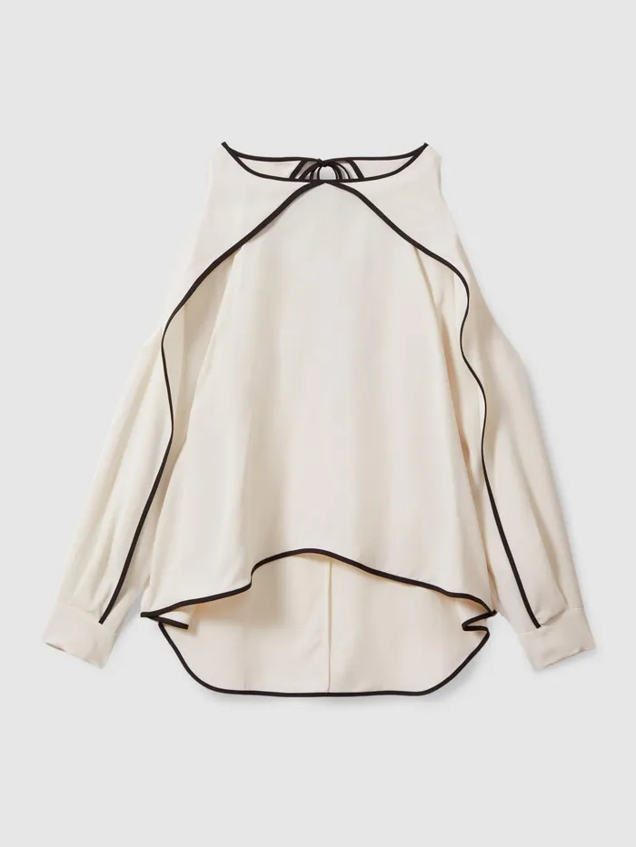 Women Reiss Blouses and Shirts Daria Ruffle Detail Cut Out Blouse White