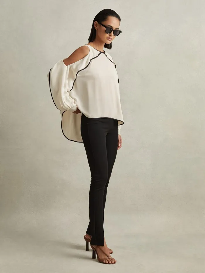 Women Reiss Blouses and Shirts Daria Ruffle Detail Cut Out Blouse White