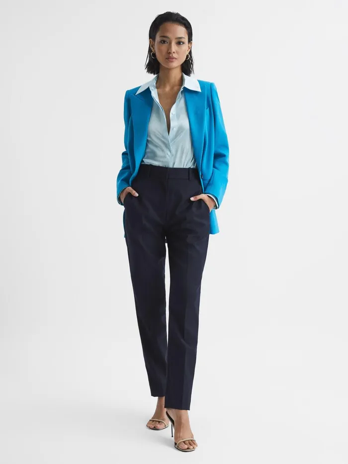 Women Reiss Blouses and Shirts Hailey Silk Shirt Blue