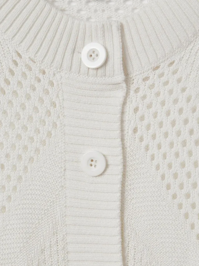 Women Reiss Brands Crochet ButtonThrough Cardigan Ivory