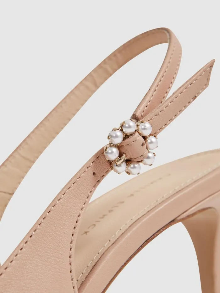 Women Reiss Brands Elphick Slingback Kitten Heels Taupeblack