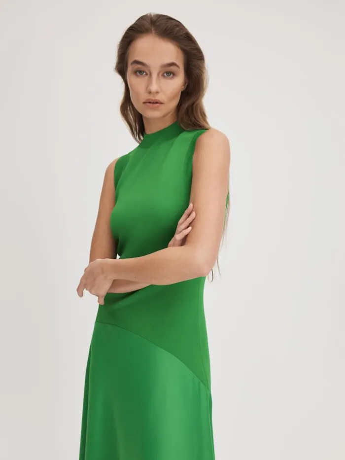 Women Reiss Brands FitandFlare Midi Dress Bright Green