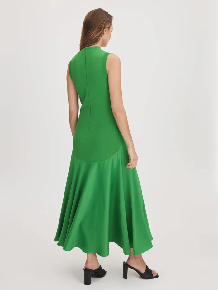 Women Reiss Brands FitandFlare Midi Dress Bright Green