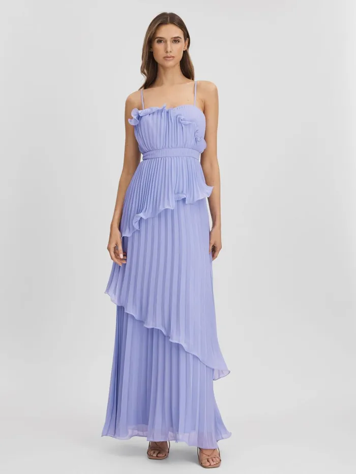 Women Reiss Brands Ruffle Maxi Dress Lilac