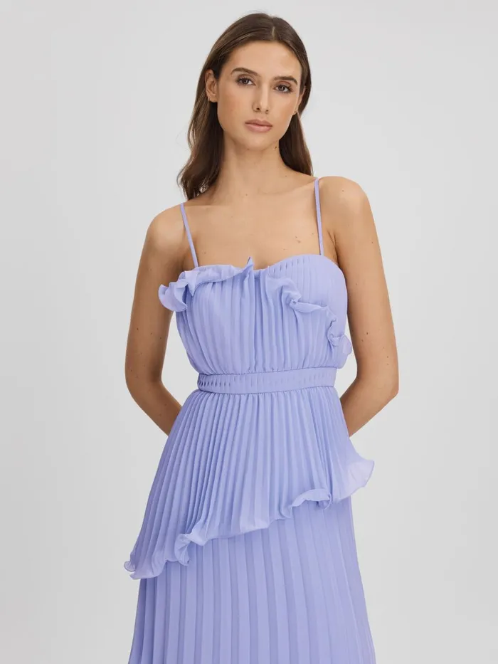 Women Reiss Brands Ruffle Maxi Dress Lilac