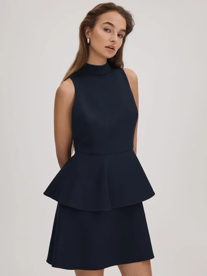 Women Reiss Brands Tiered Mini Dress Navy