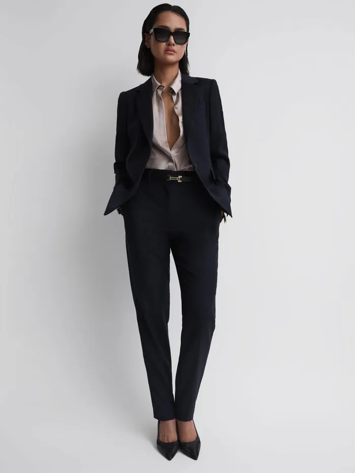 Women Reiss Coats Haisley Single Breasted Suit Blazer Navy