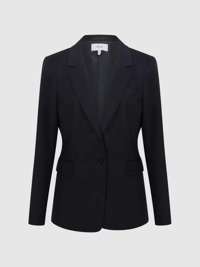 Women Reiss Coats Haisley Single Breasted Suit Blazer Navy