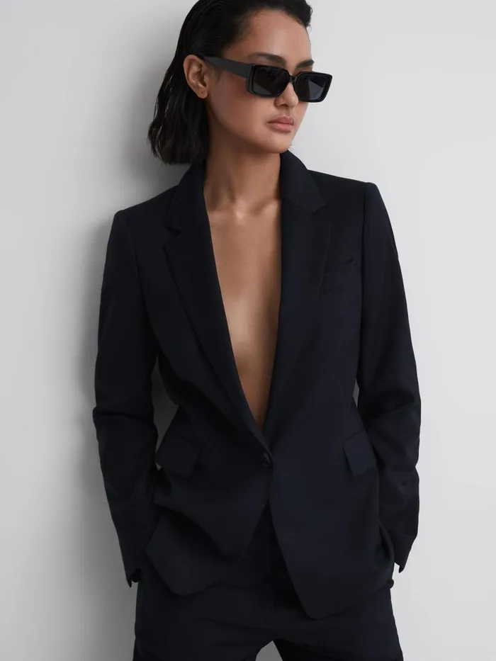 Women Reiss Coats Haisley Single Breasted Suit Blazer Navy