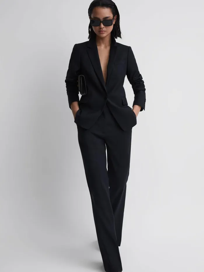 Women Reiss Coats Haisley Single Breasted Suit Blazer Navy