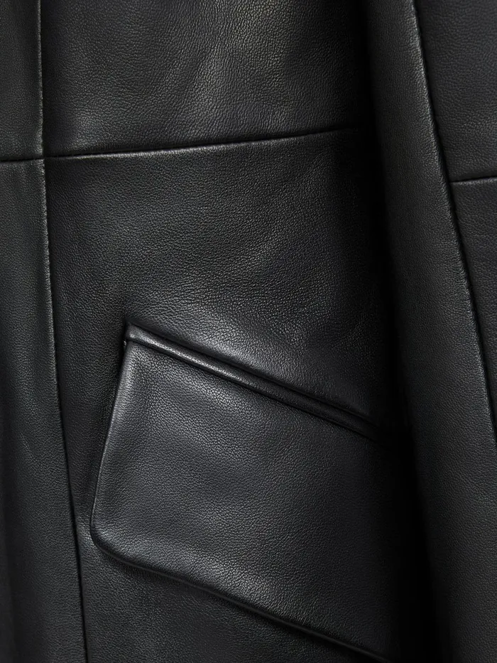 Women Reiss Coats Leather Single Breasted Jacket Black