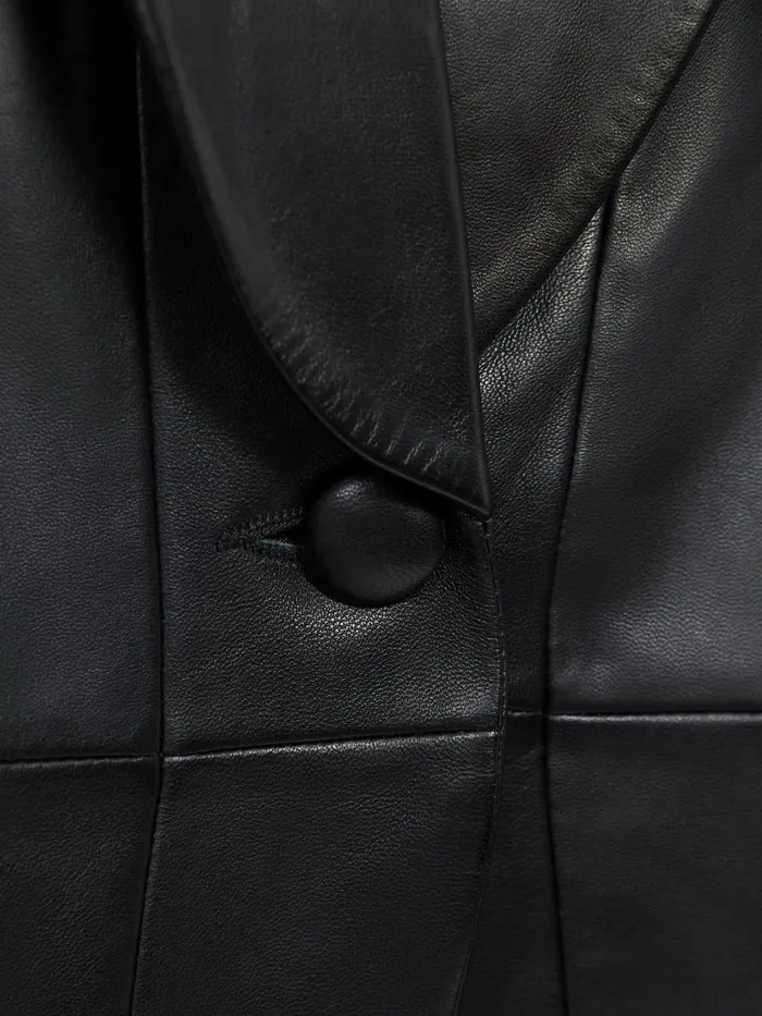 Women Reiss Coats Leather Single Breasted Jacket Black