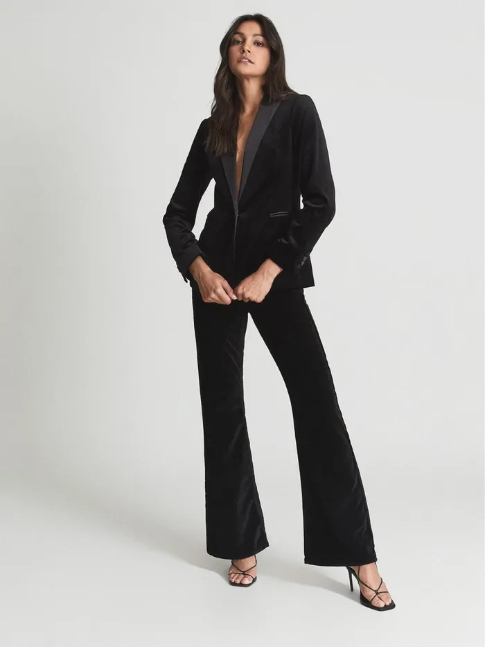 Women Reiss Coats Opal Velvet Blazer Black