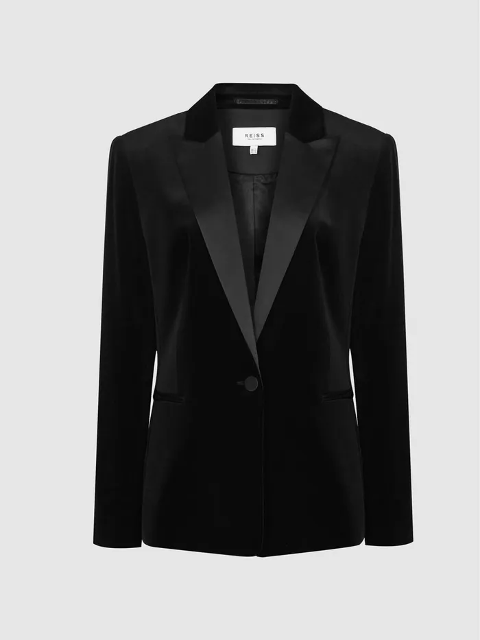 Women Reiss Coats Opal Velvet Blazer Black