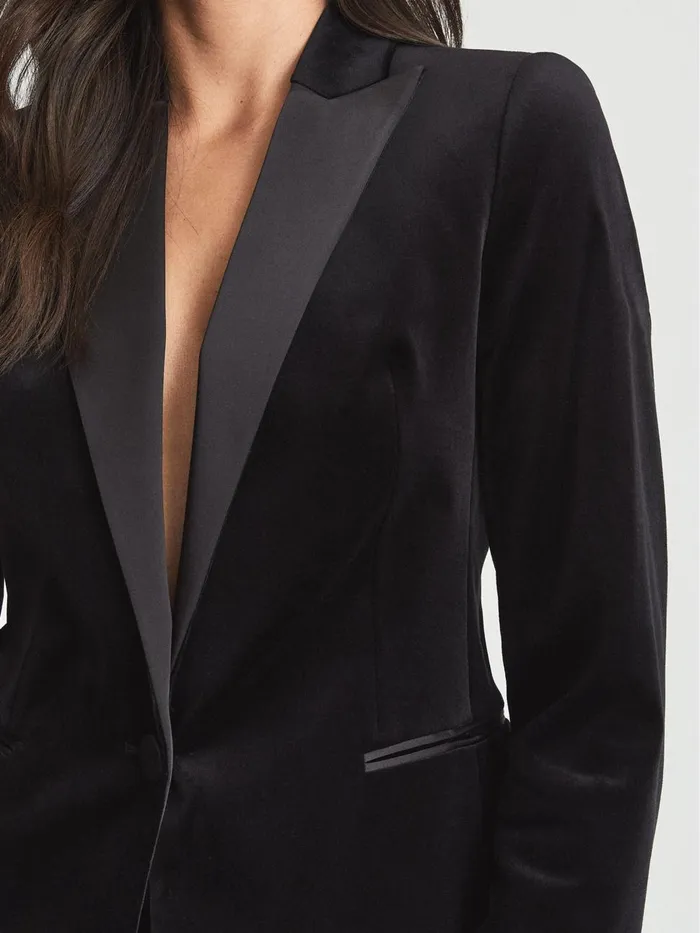 Women Reiss Coats Opal Velvet Blazer Black